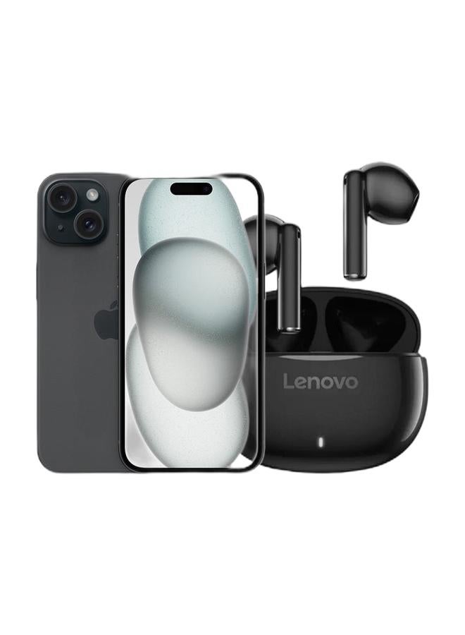 Apple Renewed - iPhone 15 128GB Black 5G With Facetime & Renewed - E310 True Wireless Stereo Earbuds, Bluetooth 5.3, 13mm Drivers, AI Call Noise Reduction, 20 Hours Playtime, USB-C Charging, Lightweight - Black , with 1-Year Replacement Warranty Bundle - Image 1